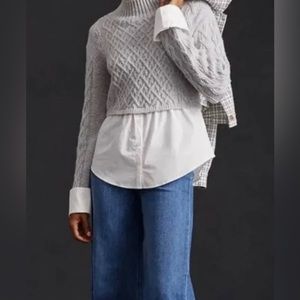 Anthropologie Maeve Women's Cable-Knit Layered Sweater